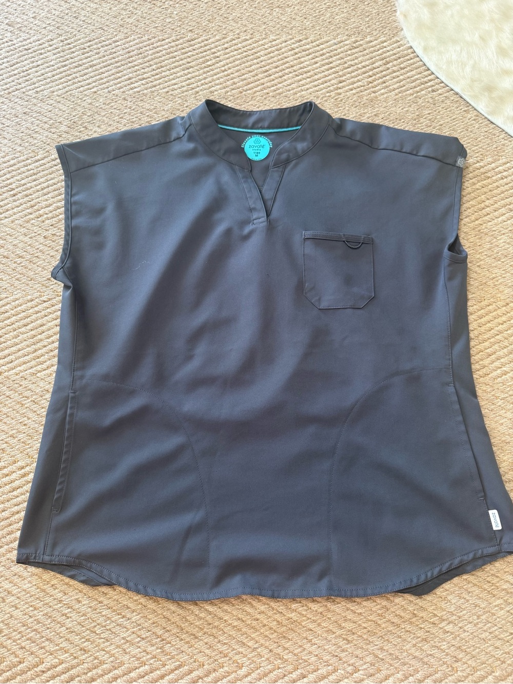 Zavate Charcoal Gray Sleeveless Notch-Neck Scrub Top